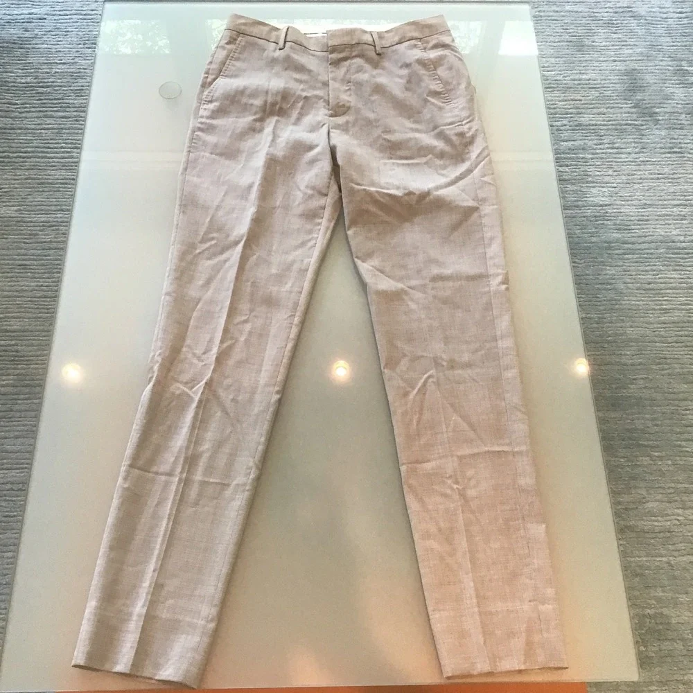 Bonobos Primatist Athletic Fit Marlane 100% Wool Dress Pants Tan Check 31x34